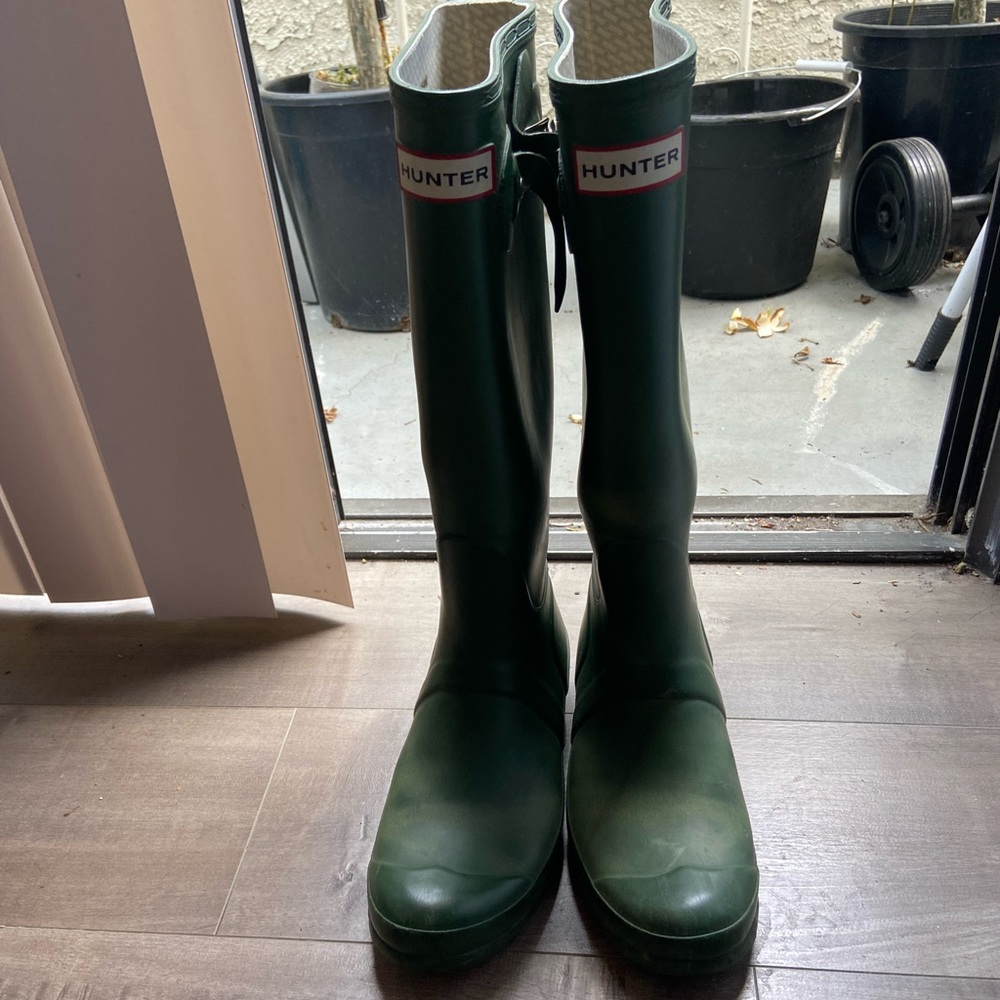 HUNTER brand green rain boots